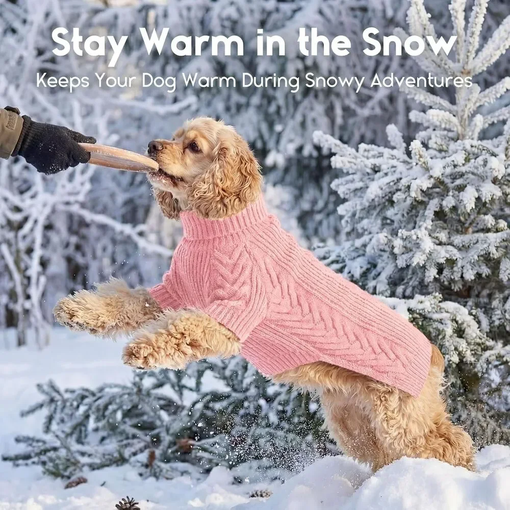 Dog Sweater Size 4XL Pink Pet Sweatshirt Turtleneck Pullover Arctic Valvet, Wool